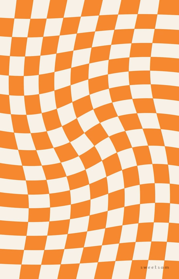 an orange and white checkerboard pattern that looks like it is going through the air