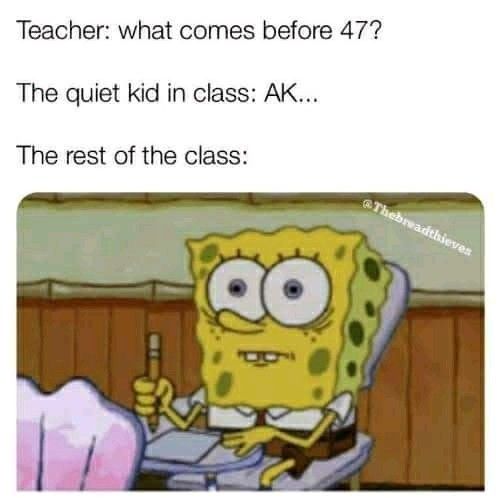 the teacher what comes before 47? the quiet kid in class ak the rest of the class