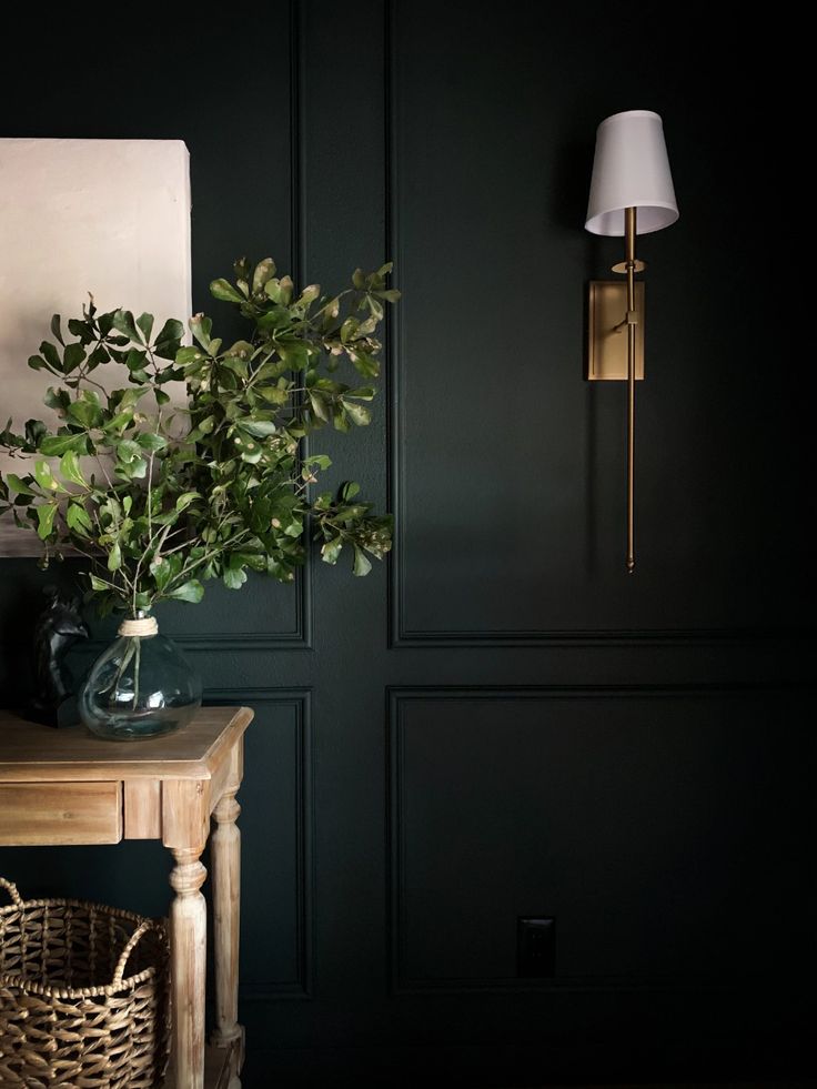 Black Green Dining Room, Moody Dinning Room Designs, Moody Transitional Dining Room, Hunter Green Dining Room Walls, Green Black Dining Room, Black Walls In Dining Room, Black Painted Dining Room, Black Paint Dining Room, Dark Rustic Dining Room