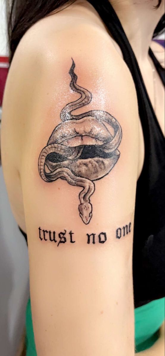 snake, tattoo, trust no one Trust No One Tattoo, Savage Tattoo, Small Dope Tattoos, Band Tattoos For Men, Amazing 3d Tattoos, One Tattoo, Unusual Tattoo, Sick Tattoo, Chest Piece Tattoos