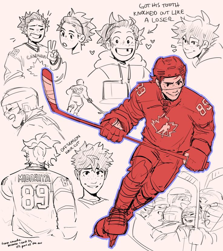 a drawing of an ice hockey player