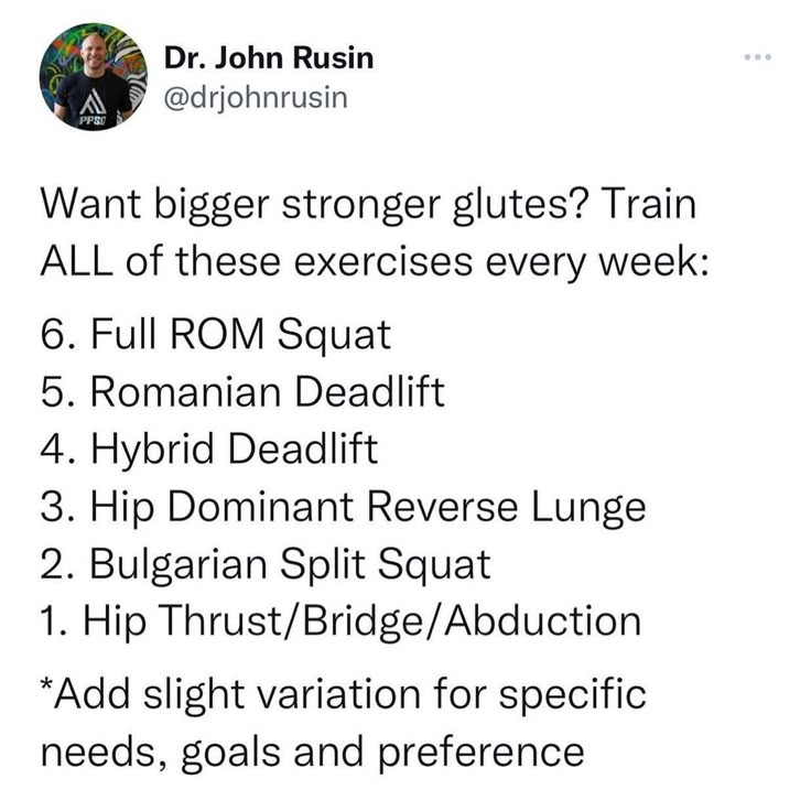 a tweet with an image of a man's face and the words, what bigger strong glites? train all of these exercises every week