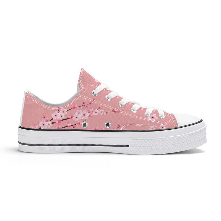 Pink Sakura Low Top Canvas Shoes