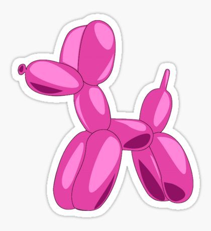 a pink balloon dog sticker on a white background