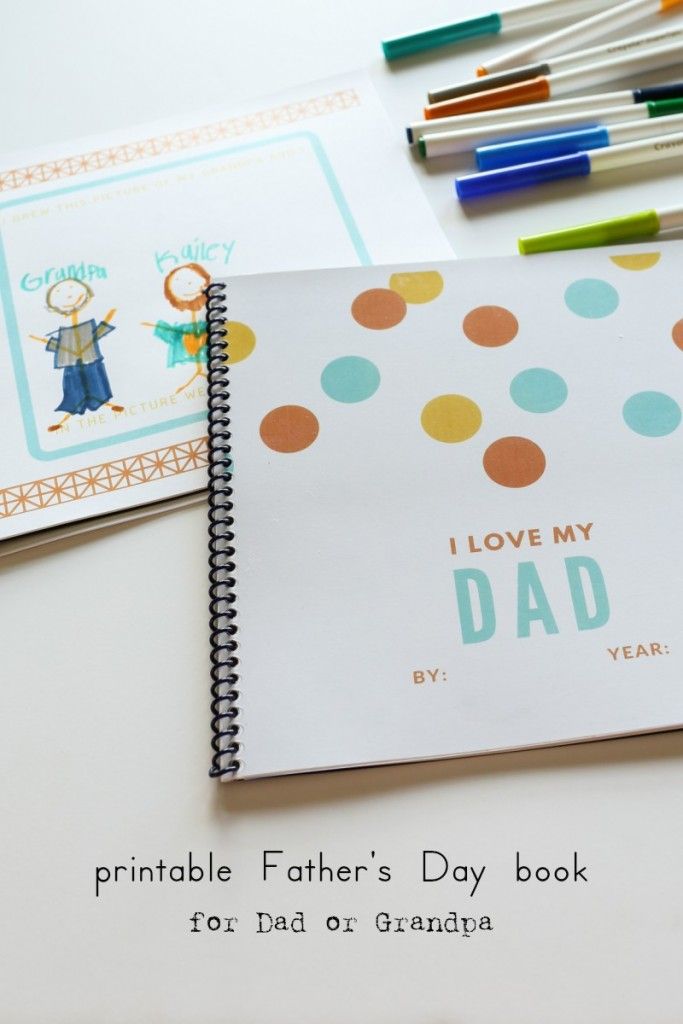 a father's day book for dad or grandma with markers and pencils on it