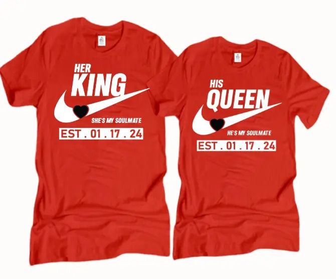 King and Queen Couple Shirts, Matching Anniversary Shirts, Valentines Day | eBay Couples Trip Shirts, Couple Trip Shirts, Valentine Day Shirts, Couple Shirts Matching, Cut Up T Shirt, Anniversary Shirts, Shirts For Couples, Matching Hoodies For Couples, Girlfriend Shirts