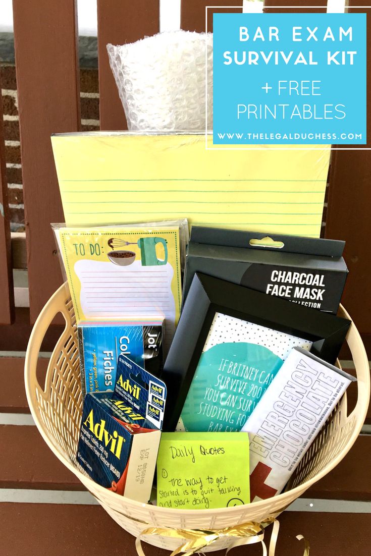 a basket filled with books and other items