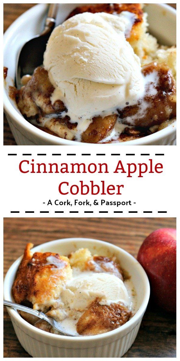 An easy and delicious homemade dessert with cinnamon and fresh apples.  A scrumptious comfort food sweet treat for fall. Apple Cobbler For One, Rich’s Department Store Recipes, Cinnamon Apple Cobbler Recipe, Classic Desserts American, New Thanksgiving Recipes Dessert, Thanks Giving Food Thanksgiving, Apple Baked Goods Recipes, Desserts With Chili, Thanksgiving Dessert For Two