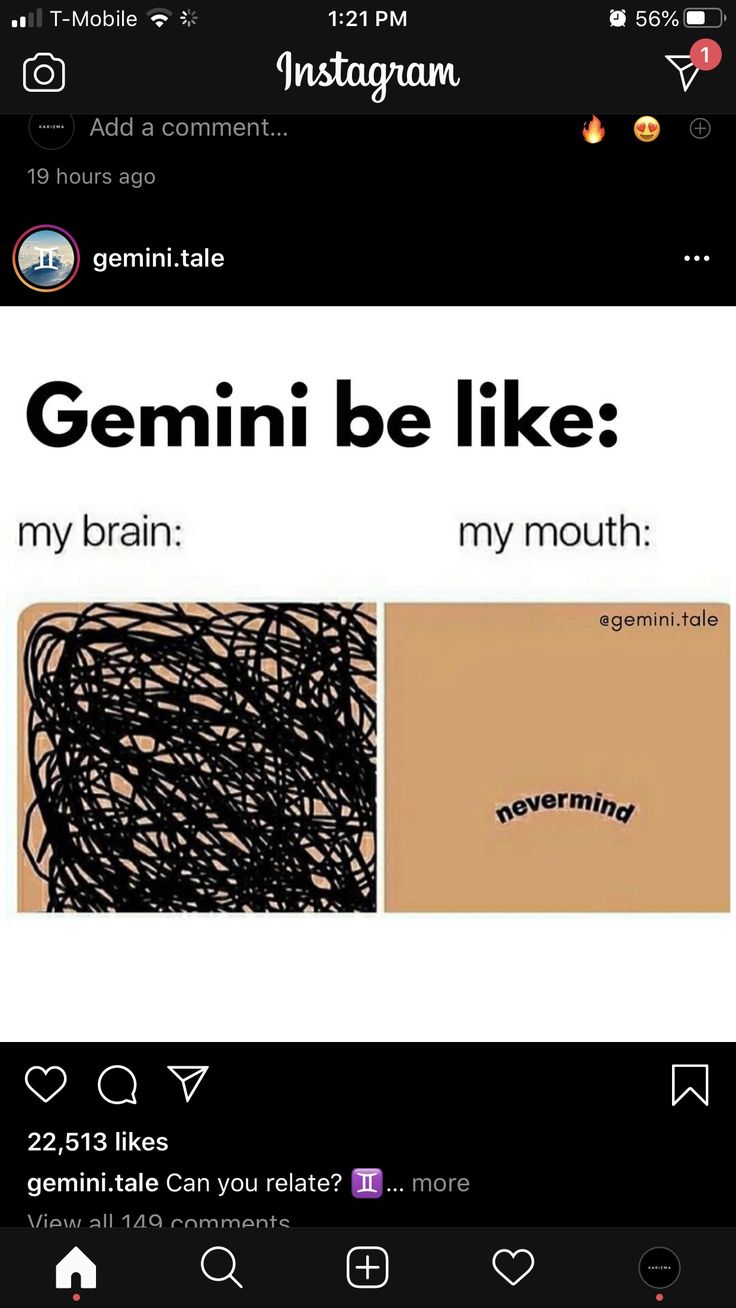 an instagram page with the words genni be like my brain