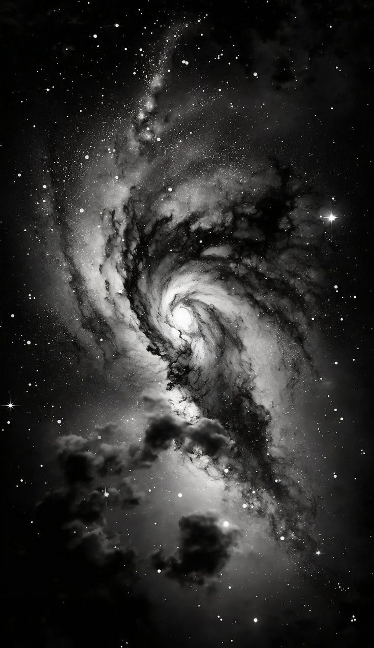 an image of a spiral galaxy in black and white