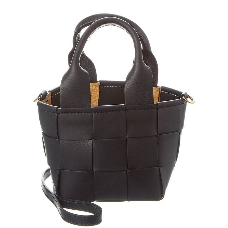 Color/Material: Black Genuine Leather Design Details: Gold-Tone Hardware Measures 5in Wide X 5in High X 5in Deep Shoulder Strap Drops 47in Drawstring Closure Made In Italy Please Note: All Measurements Were Taken By Hand And Are Approximate; Slight Variations May Occur. Black Woven Leather Crossbody Bucket Bag, Black Top Handle Bucket Bag With Woven Leather, Black Woven Leather Top Handle Bucket Bag, Office Crossbody Bag With Braided Handles, Modern Black Bucket Bag With Gold-tone Hardware, Black Woven Leather Top Handle Shoulder Bag, Black Bucket Bag With Gold-tone Hardware For Office, Chic Black Bag With Woven Leather, Modern Black Woven Leather Bags