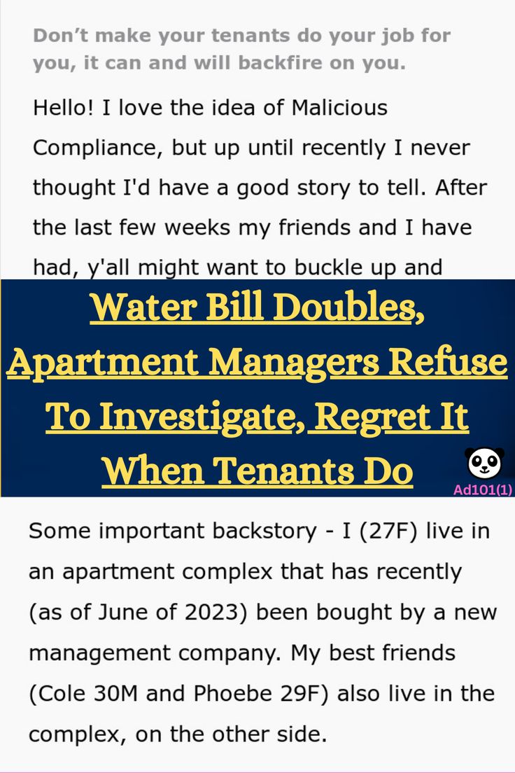 an ad for water bill doubles, apartment managers refuse to investigate tenants do