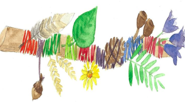 an artistic drawing of leaves and flowers on a white background with the words sunshinedale learning art