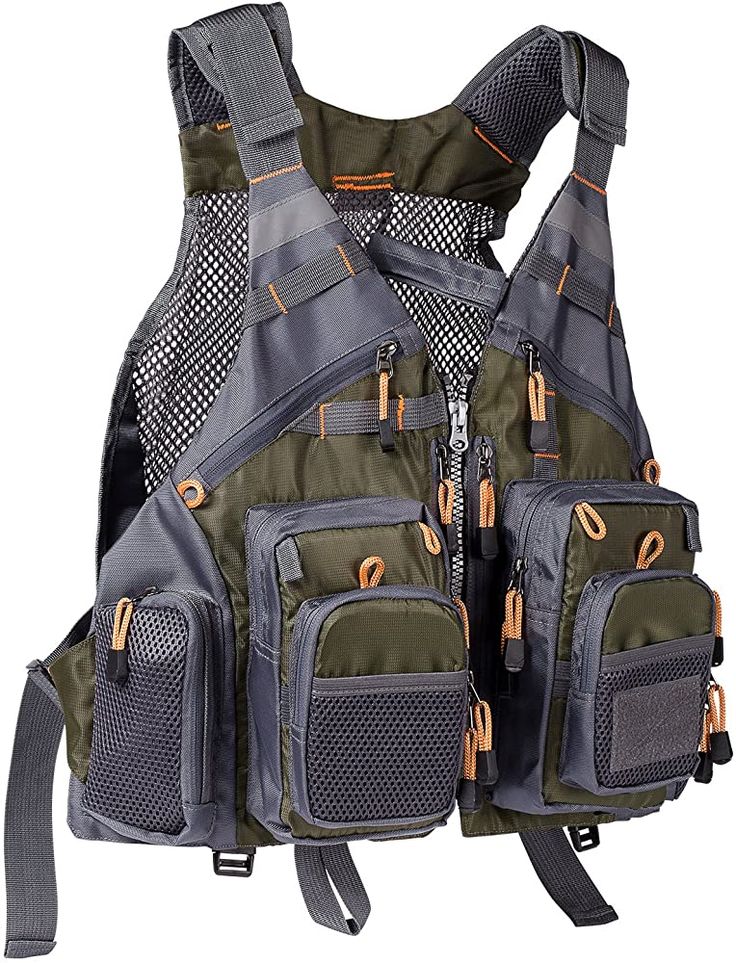 an image of a fishing vest with multiple pockets