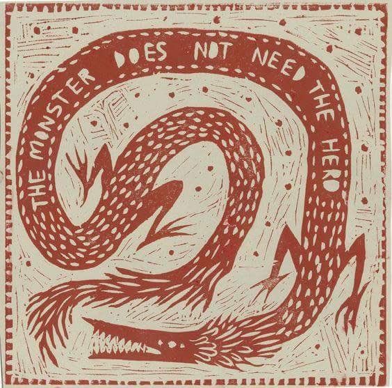 an image of a red and white print with words on it that says, whatever does not need the help