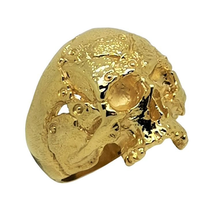 Heavy 14k Yellow Solid Gold. 22-25 grams of 14K gold. 17-19 Grams of 10K gold. Solid 14K Gold Skull Ring with unique design. When you wear it, it will completely dominate your finger and is a solid presence on your hand. The skull jewelry are at the top of the heap when it comes to loyalty and fighting prowess. This unique gold skull ring is totally handmade by Uniqable Jewelrs. Available in rose, yellow or white gold-Polished Finish Gold Skull-shaped Engraved Jewelry, Gold Skull Ring Collectible, Gold Skull Shaped Collectible Ring, Gold Skull Jewelry Collectible, Gold Skull Jewelry For Collectors, Gold Skull Collectible Jewelry, Gold Engraved Skull Ring For Anniversary, Mori Jewelry, Memento Mori Jewelry