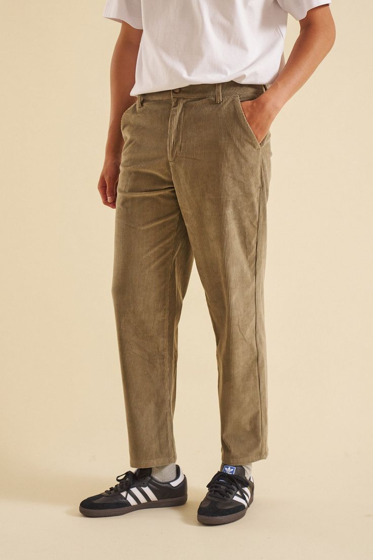 Cord Trousers Outfit, Muted Colour, Colour Set, Smart Shorts, Cord Trousers, Trouser Outfit, Cords Pants, Corduroy Trousers, Green Corduroy