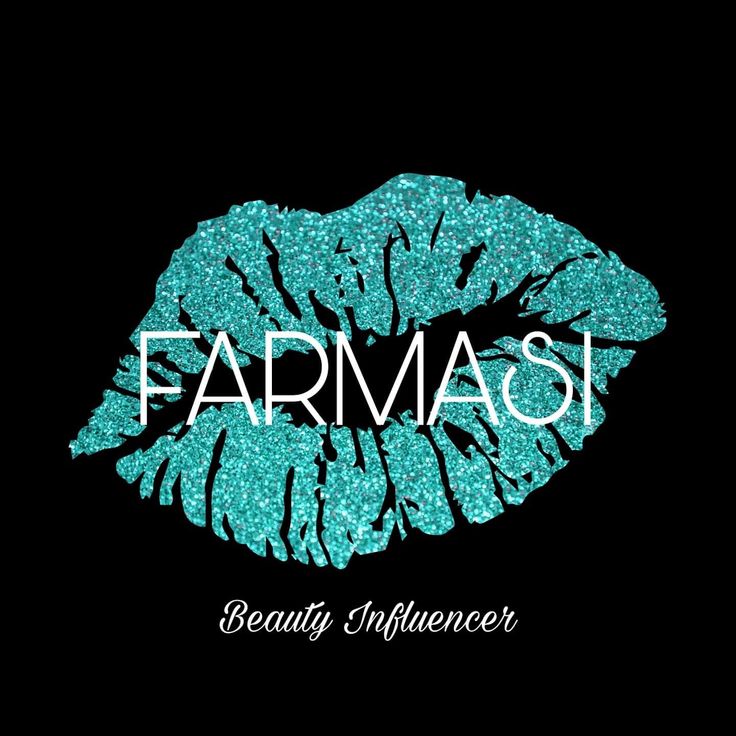 the logo for farmasi beauty enhancer, with blue glitter on it's lips