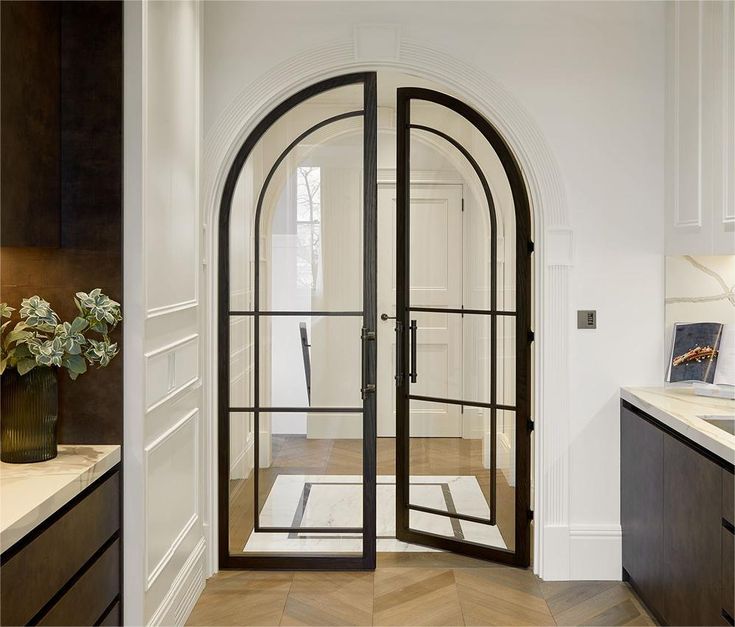 iwd-creative-design-french-interior-double-door-round-top-cifd-in020 French Door Interior, Arched Interior Doors, Arched French Doors, Laura Hammett, Kensington Apartment, Kitchen Entrance, Arch Doorway, Glass French Doors, Arch Interior