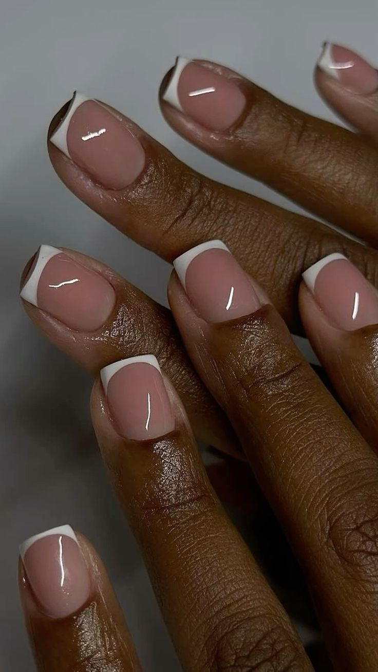 French Gel Polish Short Nails, Short Frenchies Acrylic Nails, Cute Frenchies, French Tip Gel Nails, Pedicure Designs Toenails, 2024 Nails, Drip Nails, Simple Gel Nails, Personal Grooming