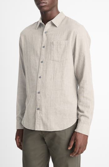 A button-up placket smartens this all-cotton shirt with a spread collar and a handy chest pocket. Spread collar Mitered, one-button cuffs 100% cotton Machine wash, tumble dry Imported Everyday Long Sleeve Dress Shirt With Button Closure, Casual Long Sleeve Dress Shirt For Everyday, Classic Shirt With Buttoned Pockets For Everyday, Casual Button-up Dress Shirt, Everyday Shirt With Snap Buttons And Spread Collar, Casual Button-up Dress Shirt For Everyday, Casual Everyday Collared Dress Shirt, Classic Shirt With Buttoned Pockets And Fold Down Collar, Classic Shirt With Snap Buttons For Everyday