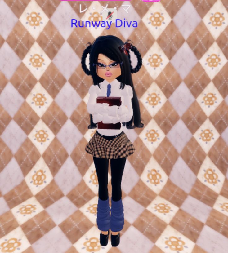 an animated girl is standing in front of a checkered background with the caption runaway divia