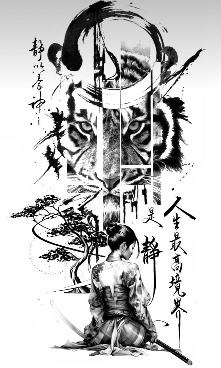 Geometric Tiger Tattoo, Geometric Tiger, Asian Tigers, Dragon Tattoos For Men, Flower Tattoo Drawings, Tiger Tattoo Design, Tattoo Inspiration Men, Asian Tattoos, Warrior Tattoo