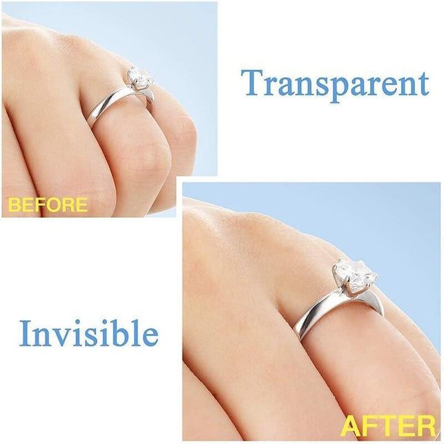 an image of a woman's engagement ring before and after it has been cleaned