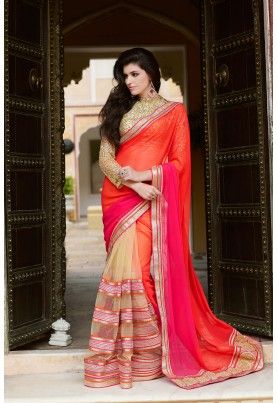 Sarees Half N Half Saree, Silk Sarees Online Shopping, Indian Bridal Sarees, Designer Sarees Collection, Wedding Saree Indian, Designer Dresses Indian, Fancy Sarees, Designer Saree, Indian Ethnic Wear