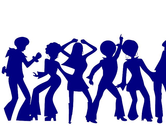 a birthday card with silhouettes of people dancing