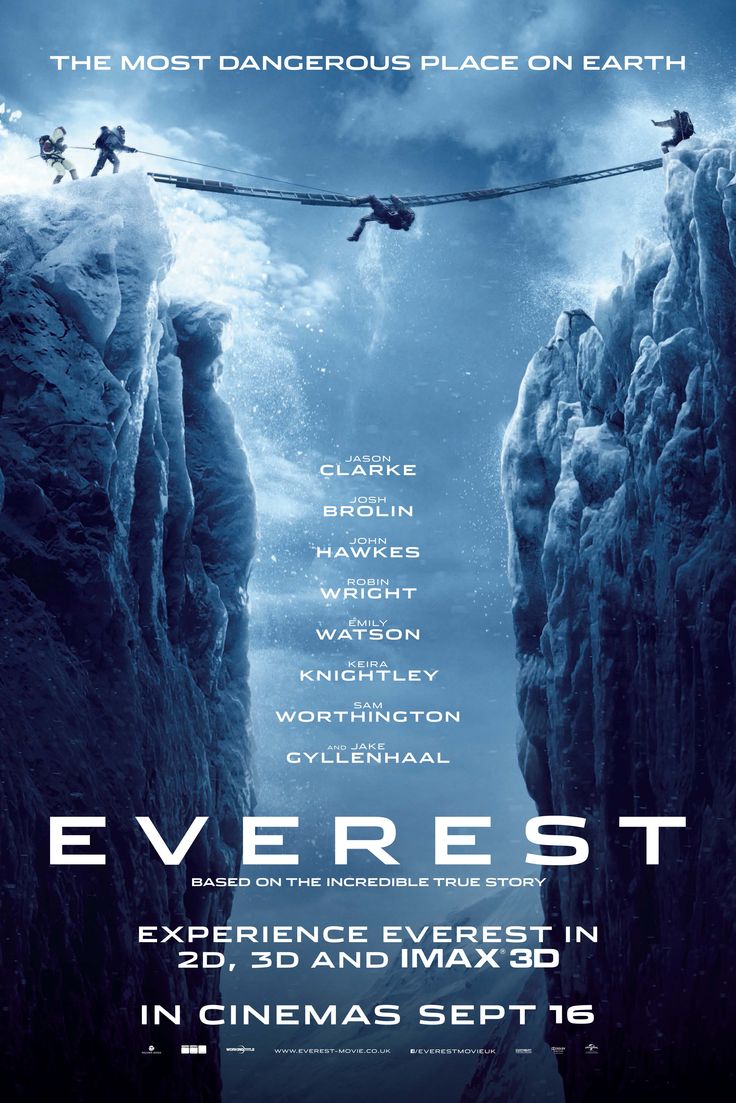 the movie poster for everest starring actors in an ice - covered landscape with two people hanging from a rope