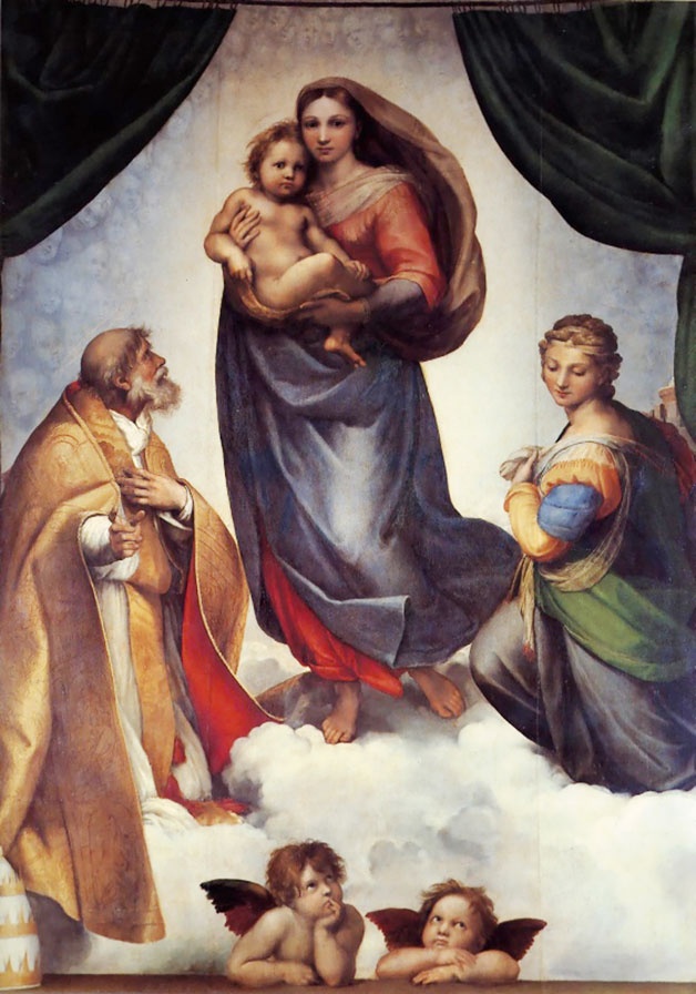 an image of the virgin and child surrounded by angels