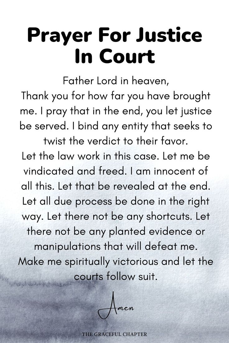 a poem written in black and white with the words prayer for justice in court on it