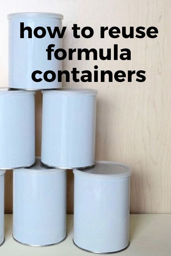 white containers stacked on top of each other with the words how to reuse formula containers