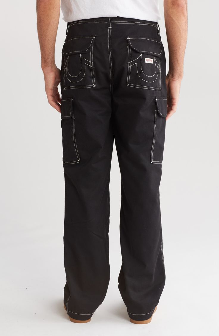 March to a utilitarian beat in these cargo pants cut from a soft cotton blend and plenty of pockets for all your daily essentials. Zip fly with button closure Front slant pockets; cargo flap-patch pockets 65% polyester, 35% cotton Machine wash, tumble dry Imported Urban Cargo Pants With Multiple Pockets For Workwear, Utility Work Pants With Hip Pockets, Relaxed Fit Straight Leg Work Pants With Multiple Pockets, Relaxed Fit Work Pants With Multiple Pockets, Relaxed Fit Utility Cargo Pants With Patch Pockets, Utility Pants With Flap Pockets Relaxed Fit, Utility Pants With Flap Pockets In Relaxed Fit, Utility Work Pants, Casual Black Work Pants With Patch Pockets