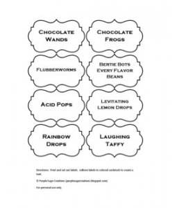 the labels for chocolate wafers and flosss are shown in black on white