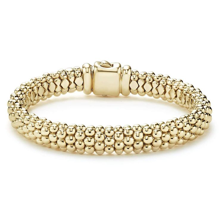 Constructed from 18k yellow gold, this bracelet is part of the Caviar Gold collection. Luxury Rondelle Beaded Bracelets In Yellow Gold, Luxury Yellow Gold Bracelets With Beads, Luxury Yellow Gold Rondelle Beaded Bracelets, Luxury Yellow Gold Bracelet With Gold Beads, Classic Beaded Bangle Bracelets For Formal Occasions, Timeless Flexible Yellow Gold Bracelet, Classic Formal Beaded Bangle Bracelets, Luxury Yellow Gold Jubilee Bracelet, Luxury Yellow Gold Bracelets With Round Beads