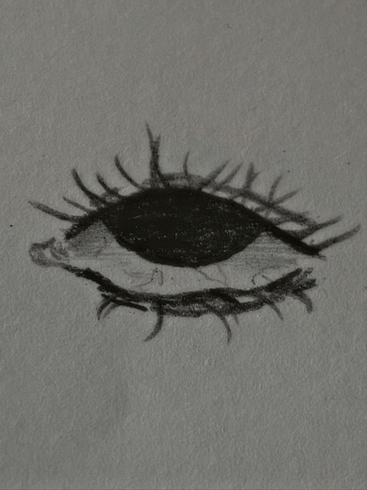 a drawing of an eye with long eyelashes