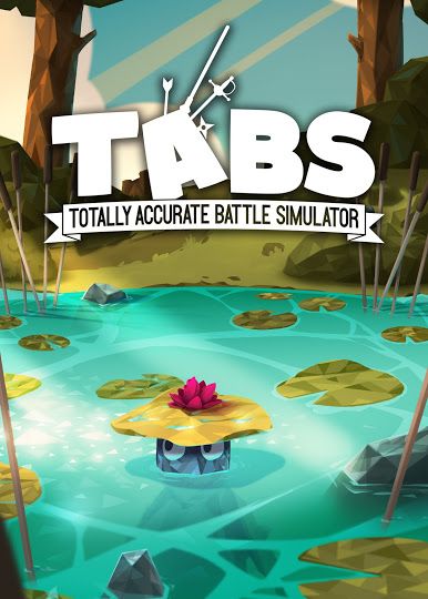 the cover art for tabs totally accurate battle simulator, featuring an image of a pond with flowers in it