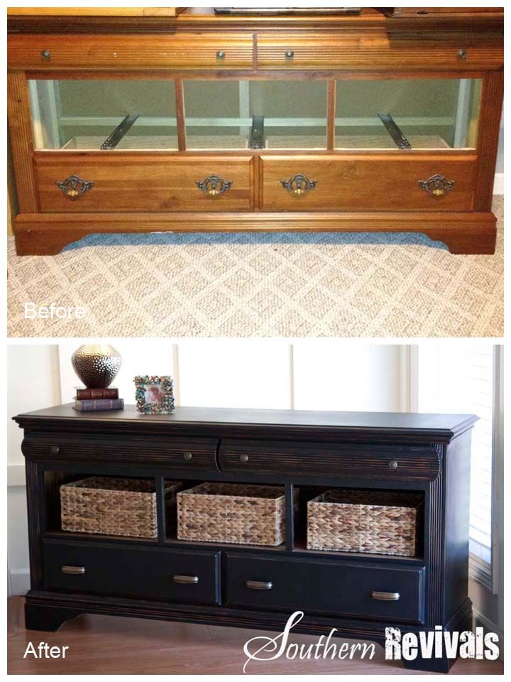 before and after photos of an old dresser