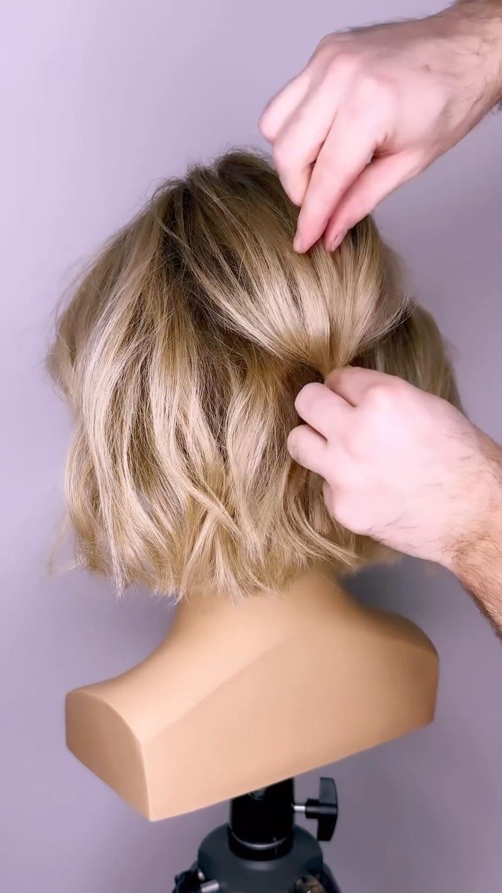 Joseph I'Anson | Are you looking for an easy half up style on short hair?…. Then this nice and Easy tutorial for a half up on short bob length hair is for… | Instagram French Roll For Short Hair, How To Half Up Hairstyles, Updo Tutorial For Short Hair, Formal Style For Bob Hair, Updo For Short Fine Hair Simple, Half Up Chin Length Hair, Bob Hair Upstyles, Easy Wedding Hairstyles Do It Yourself Half Up Short Hair, Wedding Hairstyles For Short Hair Tutorial