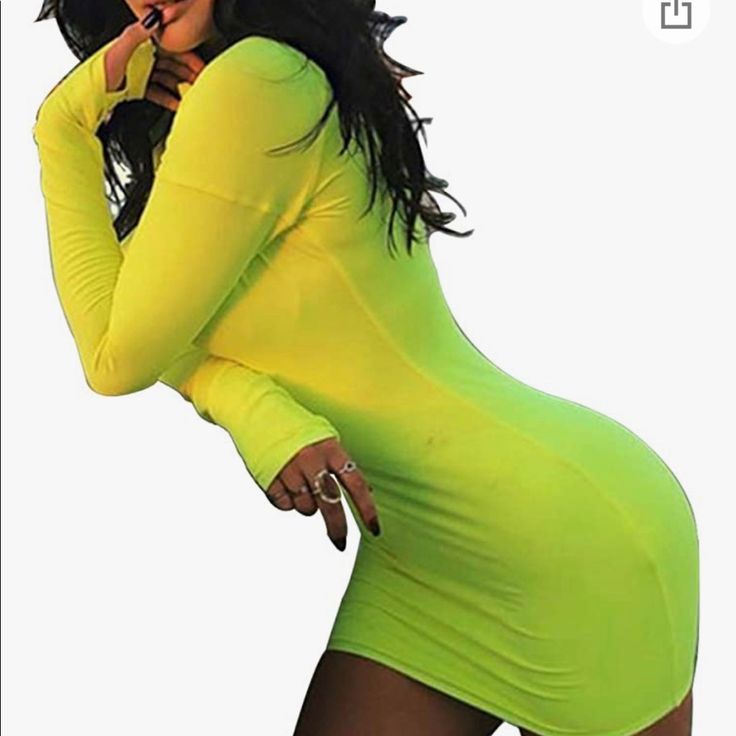 Neon Body Con Dress. Perfect For Vacation Wear Or Summer Time. You Can Even Wear It As A Cover Up Over Your Swim Wear. Never Worn Green Long Sleeve Bodycon Summer Dress, Summer Long Sleeve Stretch Bodycon Dress, Green Casual Mini Dress For Club, Casual Green Mini Dress For Club, Green Stretch Bodycon Dress For Spring, Casual Green Club Dress, Green Long Sleeve Mini Dress For Club, Yellow Long Sleeve Bodycon Dress, Yellow Long Sleeve Bodycon Dress For Night Out