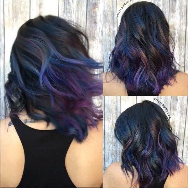 Oil Slick Hair, Underlights Hair, Galaxy Hair, Cute Hair Colors, Hair 2018, Short Hair Color, Scene Hair, Short Hairstyle, Cool Hair Color