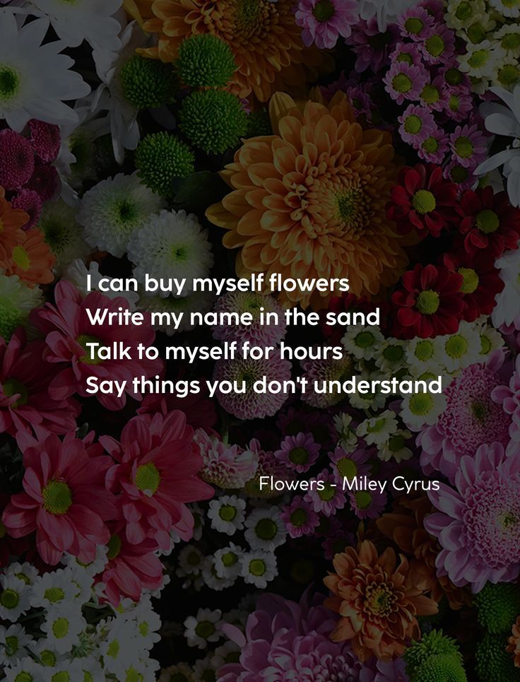 flowers with the quote i can buy myself flowers write my name in the sand talk to yourself for hours