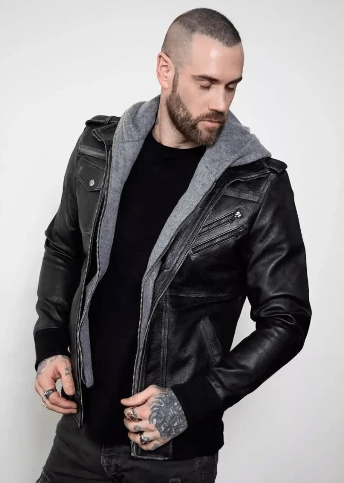 Men's Distressed Bomber Leather Jacket In Black This men's distressed bomber leather jacket, expertly crafted from genuine sheepskin with a semi-aniline finish, exudes a vintage B3 bomber style. It features a turn-down collar, rib-knit cuffs, and a zipper closure for a classic look. Inside, the jacket is lined with viscose and has one pocket, complemented by four external pockets for practicality and style. Outer Shell: Genuine Leather Leather Type: Sheepskin Leather Finish: Semi-aniline Inner Shell: Viscose Lining Features: Vintage b3 Bomber Look Closure Style: Zipper Collar Style: Turn Down Cuffs Style: Rib Knit Inside Pockets: One Outside Pockets: Two Side Pockets And Two Breast Pockets Color: Black Leather Shorts Women, Short Leather Skirts, Leather Jumpsuit, Distressed Jacket, Sheepskin Jacket, Western Jacket, Aviator Jackets, Leather Finish, Custom Jacket