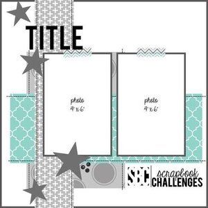 a scrapbook page with stars on it and the word title in black, white and blue