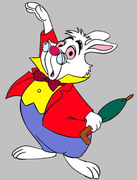 an animated rabbit with a red shirt and blue pants, holding a green umbrella in his hand