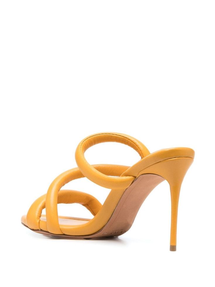 Formal Orange Sandals With Heel Loop, Orange Sandals With Sculpted Heel For Evening, Orange Heels With Heel Loop For Evening, Luxury Orange Heels For Spring, Elegant Orange Sandals With Padded Heel, Orange Open Toe Sandals With Sculpted Heel, Elegant Orange Sandals With Sculpted Heel, Orange Sandals With Wrapped Heel And Open Heel, Orange Sandals With Wrapped Heel