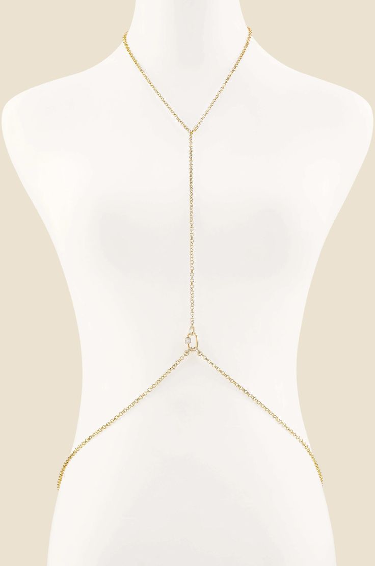 gold tone plated Body Chain Outfit, Body Chain Fashion, Virgo Jewelry, Chain Outfit, Gold Corset, Body Necklace Chain, Body Necklace, Gold Body Chain, School Dance Dresses