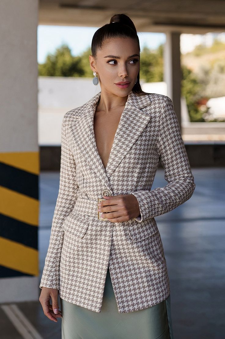 Fabric: Crepe Cotton 65%, Polyester 35% Single-breasted Notched lapels Flap pockets Belted blazer Blazer length 70cm / 27.5 in Sleeves length 63cm / 24.8in Colors: Beige Houndstooth, Black Houndstooth, Black, Camel White Jumpsuit Formal, Blazer With Belt, Blazer For Women, Slim Fit Blazer, Belted Blazer, Backless Jumpsuit, Blazer Beige, Formal Jumpsuit, Slim Fit Blazers